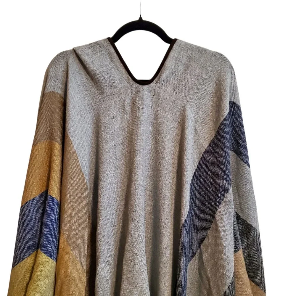 Novica Multicolored Striped Ruana Woven from 100% Baby Alpaca